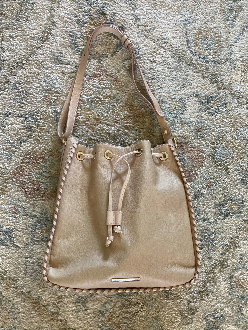 Brahmin Tan Drawstring Shoulder Bucket Bag